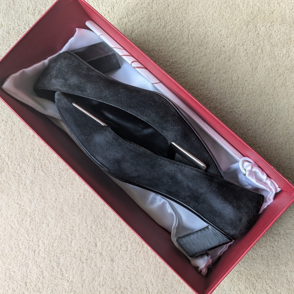 Roger Vivier Decollete Belle Vivier Suede Leather Ballerina Pumps - Picture 10 of 11